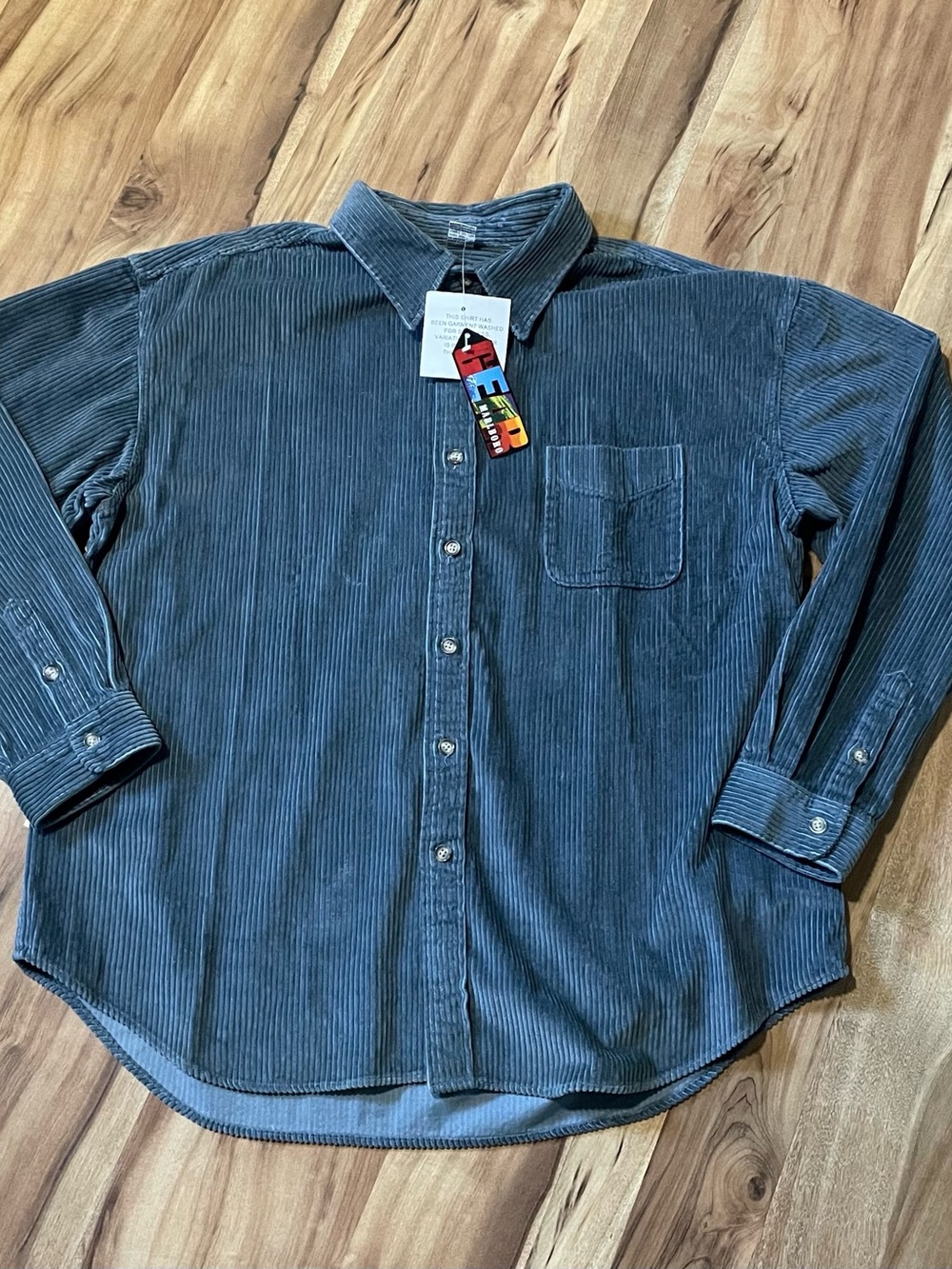 NWT Vintage Marlboro Country Store Corduroy Shirt 00s Slate Blue Workwear XXL